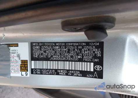 2005 Toyota Prius из США, поврежденный, VIN JTDKB20U457005220